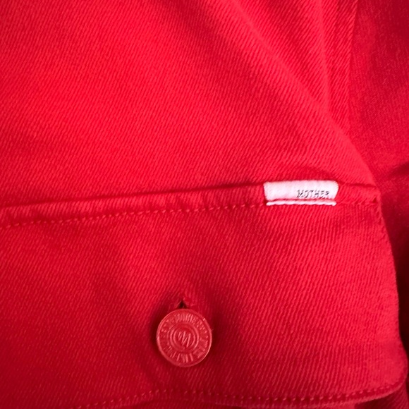 NWT MOTHER Cadet Denim Belted Mini Shirtdress in Haute Red Size M - Picture 14 of 15